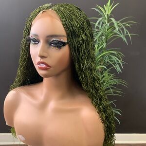 Elegant Green Braided Wig